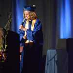 Valedictorian Jonas Noomah delivers his speech at Homer High School Commencement exercises on Tuesday.