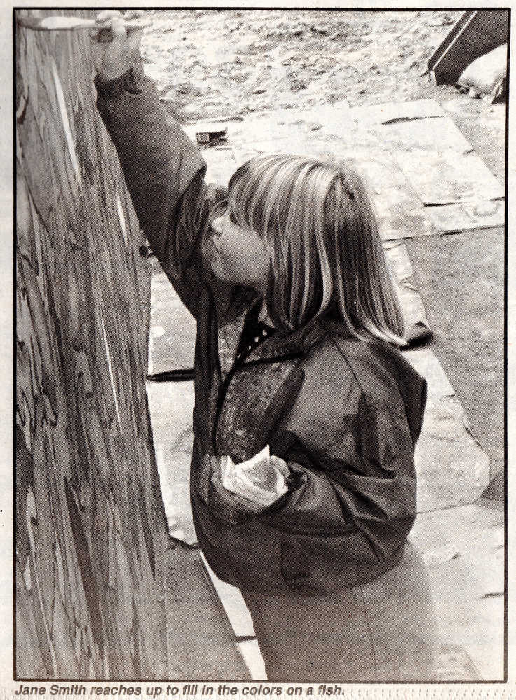 Jane Smith works on the original Heath Street mural in the summer of 1991.