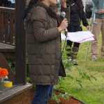 Jordan, a woman visiting from Orlando, speaks at the memorial last Friday. She said she knew of the Pulse nightclub and had friends affected by the tragedy.