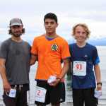 (left to right) Marlin Schuster, who took third place, Pedro Ochoa, who took first place, and Jacob Davis, who took second place, pose for a photo after completing the Spit Run on Saturday, June 25.