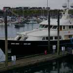The A2 out of George Town, Cayman Islands, is moored at the Homer Harbor System 5 dock on Monday. The 154-foot superyacht sailed to Homer from Miami, Fla.