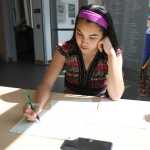 Chelsea Johnson works on a sketch for her team's 3D design of a mold for a biodegradable insulation brick at the ANSEP Acceleration Academy at the University of Alaska Anchorage.