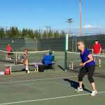 Janie Leask competes in the women's singles event in pickleball at the Alaska Senior Games in Fairbanks. Eight pickleball players from Homer attended the tournament, which took place over Aug. 16-18.