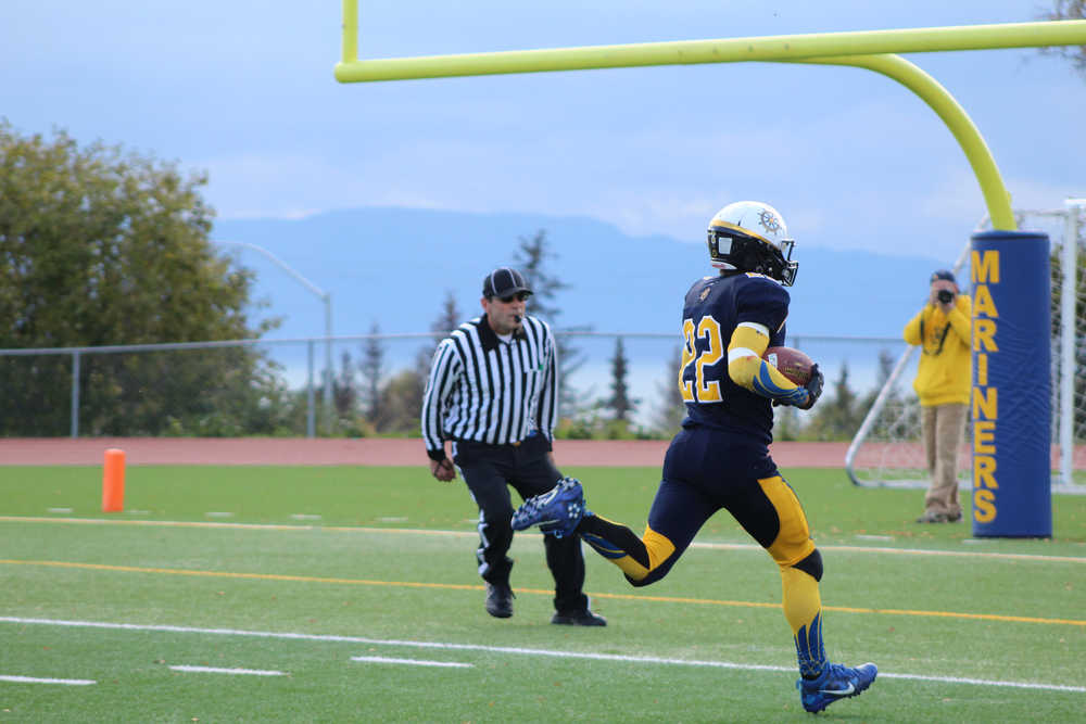 Noah Fisk scores a touchdown during the Homer vs. Redington homecoming game at Homer High School on Saturday, Sept. 24.