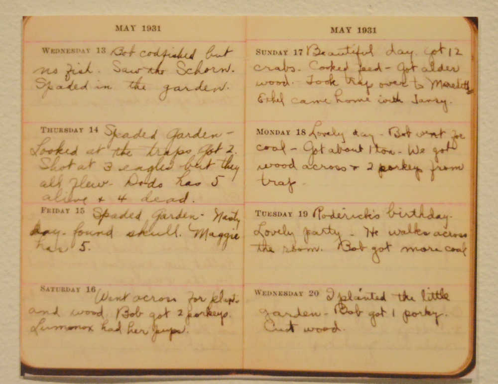 Jessie Merriam's "In the Garden" was inspired by this 1931 entry from Elizabeth Smith's diary: "Spaded garden - nasty day - found skull."