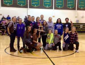 The girls basketball team poses with their trophy after winning the borough championships in Seward over the Dec. 17 weekend.