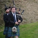 Teddy Krogh of Fairbanks leads a group of bagpipers during the gathering of the clans.-Photo by Michael Armstrong