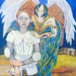 Christina Fenner’s “Joan and Seraphim,” one of her works in her History Retold exhibit at Bunnell Street Arts Center.