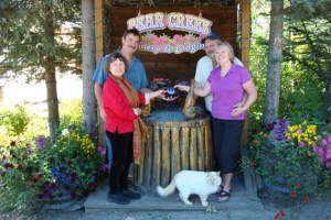 Darlene Hildebrand and Rich Kleinleder of Hospice of Homer honor Bill and Dorothy Fry with the inaugural Compassion in Action award for their contributions to Hospice. Hospice’s annual auction is this Saturday from 6:30 p.m. at Wasabi’s.      -photo provided