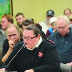 Christin Funkhauser speaks in favor of a ban on commercial cannabis in the city of Homer at the Homer City Council meeting on Monday.-Photo by Michael Armstrong, Homer News
