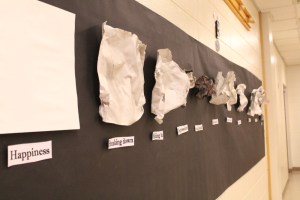 This art installation focusing on depression shows that it is something that can be conquered and survived. The piece even provides steps toward recovery by showing “talking about it,” “forgiveness” and “acceptance” as steps away from extreme depression. Meghan Deaver, Jennamarie Super, Josaphine Reyes, Breck Clifford and Katerina Temple created the piece as a way to engage other students in the subject.