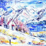 R.W. Tyler’s 1957 painting, “Grewingk Glacier and Cabin,” inspired him to try painting again with a palette knife.
