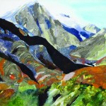 Mountain Series #1 was painted by artist Paula Dickey and is one of the works of art exhibited in the Pratt Museum's "Paula Dickey's Legacy" show on May 6 at 5-7 p.m. The Pratt also has a second show, "Art and Science of Bears" showing for May's First Friday.