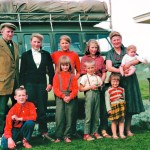 The Kilcher family poses for a photo after their return to Alaska in 1958 from an extended trip to Switzerland. (Left to right, starting in the top row): Yule Kilcher, Mossy, Wurzy, Fay, Ruth and baby Catkin, Atz, Sunrise, Otto and Stellavera.-Photo provided, Kilcher family