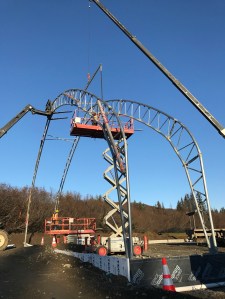 Workers raise the steel frame for the SPARC structure early in the week of Nov. 14.-Photo provided