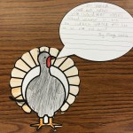 Margo Curtis' cat-costumed turkey suggests apples instead of turkey because, "would you like to be killed and eaten?"