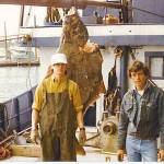 Ralph Galeano, right, with Royal Jandt, with a halibut they caught about 1977.