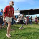 Stu Schmutzler dances at the River Stage during Rabbit Creek Ramblers&rsquo; set at the 2017 Salmonfest in Ninilchik, Alaska on Friday, August 4, 2017. (Photo by Kat Sorensen/Peninsula Clarion)