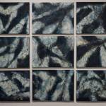 Kathy Smith&rsquo;s encaustic painting, &ldquo;Ice Maps,&rdquo; depicts disintegrating ice fields Tuesday, Aug. 22, 2017. It&rsquo;s part of the Pratt Museum&rsquo;s &ldquo;cARTography&rdquo; exhibit. (Photo by Michael Armstrong, Homer News)