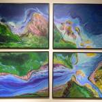 Karla Moss Freeman&rsquo;s &ldquo;Wild Alaska,&rdquo; painted during the 1989 Exxon Valdez oil spill, depicts the spill area in Prince William Sound as shown here Tuesday, Aug. 22, 2017. It&rsquo;s included in the ARTography exhibit at the Pratt Museum, Homer, Alaska. (Photo by Michael Armstrong, Homer News)