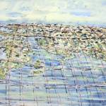 Mike Sirl&rsquo;s &ldquo;The Grid Land,&rdquo; shown Tuesday, Aug. 22, 2017 was one of the art works that inspired cARTography, an exhibit at the Pratt Museum, Homer, Alaska. (Photo by Michael Armstrong, Homer News)