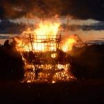 Shine, the 2017 Burning Basket, burns on Sunday, Sept. 10, 2017 at Mariner Park on the Homer Spit. (Photo by Michael Armstrong, Homer News)