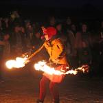 A fire dancer performs for the crowd gathered at this year&rsquo;s celebration for the Burning Basket Project on Sunday, Sept. 10, 2017 at Mariner Park in Homer, Alaska. After the basket built over the course of a week by community volunteers was burned, dancers treated onlookers to a fire show. (Photo by Megan Pacer/Homer News)