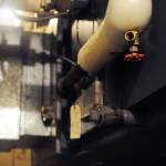 This Monday, Sept. 18, 2017 photo shows the upstairs fan structure in the heat, ventilation and air conditioning system of the George A. Navarre Borough Administration Building in Soldotna, Alaska. The HVAC systems are original to the building and inefficient, leading to cold patches and overly heated portions of the building. (Photo by Elizabeth Earl/Peninsula Clarion)