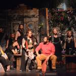 Curtis Jackson, left, as Judas, Hannah Heimbuch, center, as Mary Magdalene, and Kyle Schneider, right, as Jesus, rehearse a scene from &ldquo;Jesus Christ Superstar&rdquo; on Monday, Oct. 2, 2017 at the Mariner Theatre in Homer, Alaska. The musical opens Friday, Oct. 6. (Photo by Michael Armstrong, Homer News)