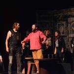 Curtis Jackson, left, as Judas, and Kyle Schneider, right, as Jesus, rehearse a scene from &ldquo;Jesus Christ Superstar&rdquo; on Monday, Oct. 2, 2017 at the Mariner Theatre in Homer, Alaska. The musical opens Friday, Oct. 6. (Photo by Michael Armstrong, Homer News)