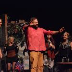 Kyle Schneider, right, as Jesus and Curtis Jackson, left, as Judas, rehearse a scene from &ldquo;Jesus Christ Superstar&rdquo; on Monday, Oct. 2, 2017 at the Mariner Theatre in Homer, Alaska. The musical opens Friday. (Photo by Michael Armstrong, Homer News)