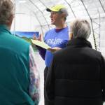 Dr. Rob Downey, functional medicine provider and chief of staff at South Peninsula Hospital, leads a discussion on blood pressure before the community&rsquo;s inaugural Walk with a Doc event Saturday, Oct. 7, 2017 at the newly completed South Peninsula Athletic and Recreation Center in Homer, Alaska. The walks will take place once a month with different doctors so people can get exercise and health advice at the same time. (Photo by Megan Pacer/Homer News)