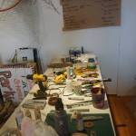 An array of tools at Sheila Wyne&rsquo;s temporary studio in the Bunnell Street Arts Center in Homer, Alaska, shown here on Saturday, Oct. 14, 2017, shows that she&rsquo;s not your typical fiber artist. (Photo by Michael Armstrong)