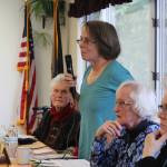 Pam Middleton Hooker speaks during a panel called Women Pioneers Speak on Saturday, Oct. 14, 2017 at the Homer Senior Citizens Center in Homer, Alaska. Four women whose families homesteaded in Alaska told tales of the early days to a crowd eager for stories. (Photo by Megan Pacer/Homer News)