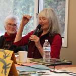 Mairiis &ldquo;Mossy&rdquo; Kilcher tells a story during a panel called Women Pioneers Speak on Saturday, Oct. 14, 2017 at the Homer Senior Citizens Center in Homer, Alaska. Four women whose families homesteaded in Alaska told tales of the early days to a crowd eager for stories. (Photo by Megan Pacer/Homer News)