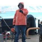 Luis "Gonzo" Gonzalez intimidates a passerby as they near the end of their creepy tour of the U.S. Coast Guard Cutter Hickory during this year&rsquo;s Haunted Hickory event Thursday, Oct. 26, 2017 in Homer, Alaska. Hundreds of residents young and old line up to have the living daylights scared out of them by the Hickory crew and their families, who spend nearly two full days decking out the ship. (Photo by Megan Pacer/Homer News)
