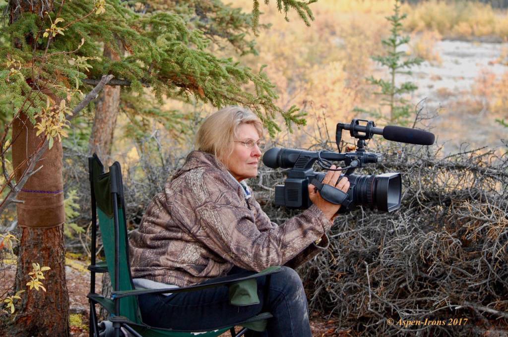 Jean Aspen films in the summer of 2017 as part of an ongoing chronicle with her husband, Tom Irons, of life at their cabin, Kernwood, on the Chandalar River in the Brooks Range. (Photo provided by Jean Aspen and Tom Irons)