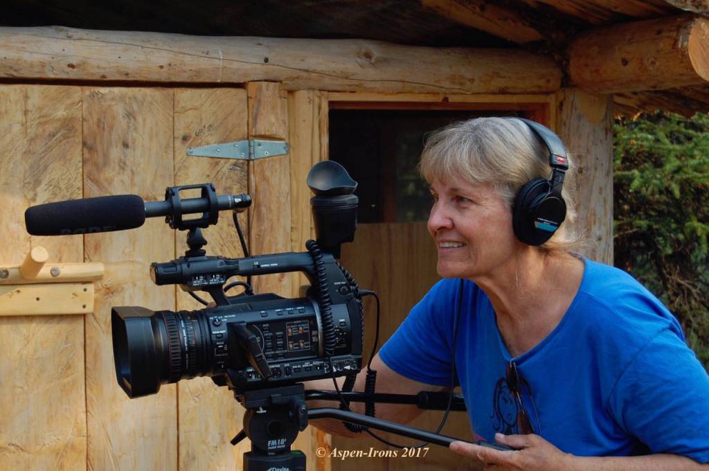Jean Aspen films in the summer of 2017 as part of an ongoing chronicle with her husband, Tom Irons, of life at their cabin, Kernwood, on the Chandalar River in the Brooks Range. (Photo provided by Jean Aspen and Tom Irons)
