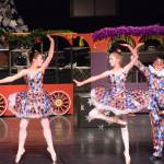Serena Funkhauser, Ava Halstead and Lance Seneff as the harlequin toys rhearse a scene at the Mariner Theatre Friday, Nov. 24, 2017 in Homer, Alaska for the Nutcracker Ballet. (Photo by Michael Armstrong, Homer News)
