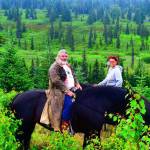 Ron Wilhoit with WWOOFer China Mayo at Alaska Draft Horse. (Photo by Jennifer Tarnacki)