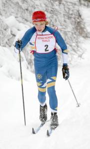 Homer&rsquo;s Jacob Davis works his way to a third-place finish Saturday, Dec. 2, 2017, at the Tsalteshi Classic Invitational at Tsalteshi Trails in Soldotna, Alaska. (Photo by Jeff Helminiak/Peninsula Clarion)