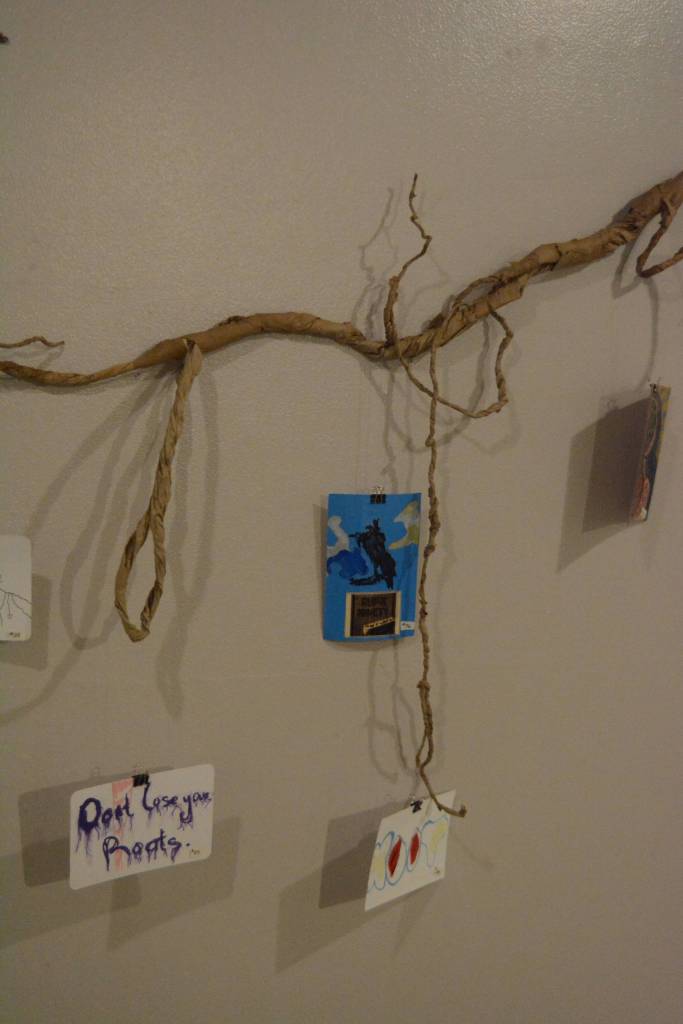 Some of the mail art in the Root show at the Pratt Museum. (Photo by Michael Armstrong, Homer News)