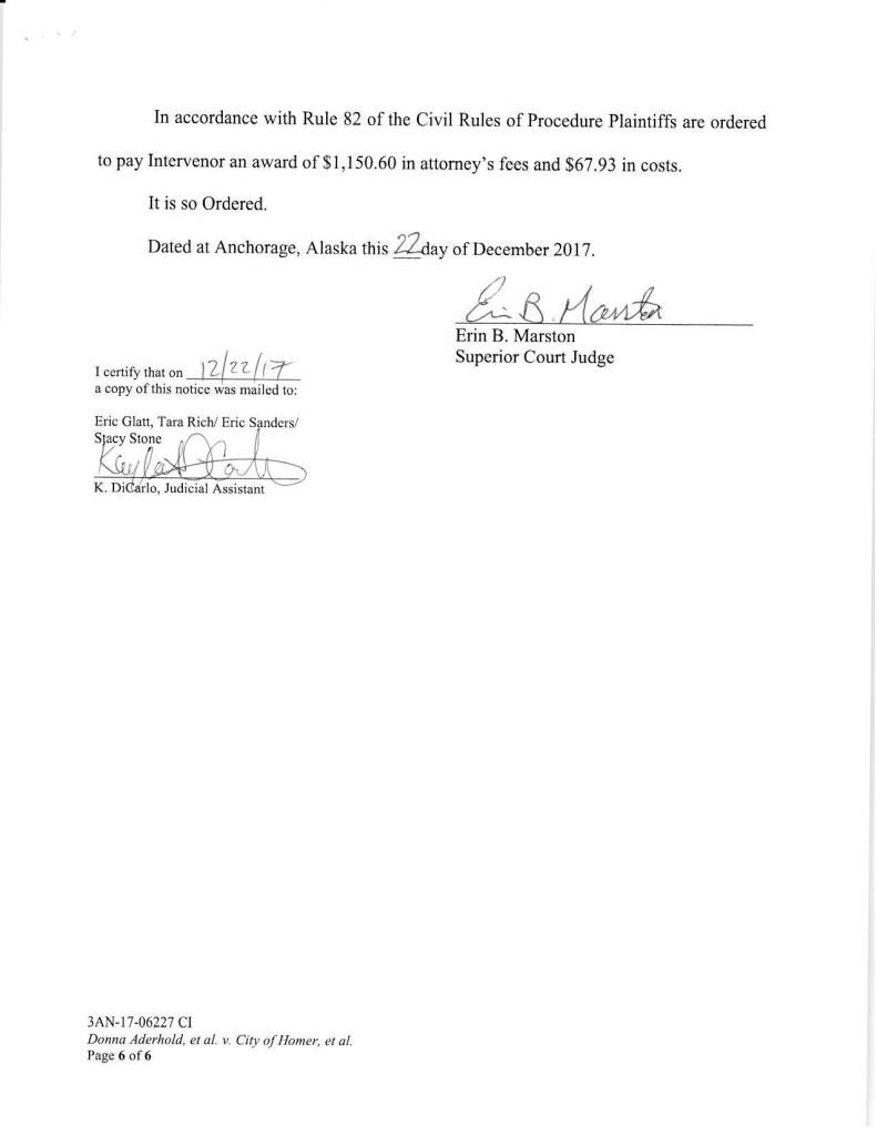 Judge grants partial attorney’s fees to recall election intervenor Heartbeat of Homer gets $1,150.60
