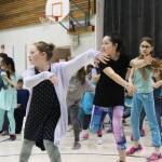 Students perform one o the dances they learned from Artist in the School resident Jocelyn Shiro during a recital for parents Friday, Feb. 23, 2018 at West Homer Elementary School in Homer, Alaska. (Photo by Megan Pacer/Homer News)