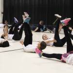 Students perform one o the dances they learned from Artist in the School resident Jocelyn Shiro during a recital for parents Friday, Feb. 23, 2018 at West Homer Elementary School in Homer, Alaska. (Photo by Megan Pacer/Homer News)