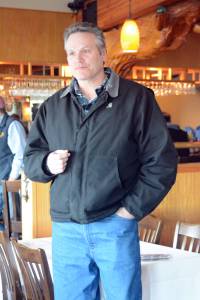 Photo by Michael Armstrong/Homer News Republican Party candidate Mike Dunleavy speaks Thursday, March 1 at Land&rsquo;s End Resort in Homer.
