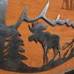 A closeup of a piece of art created by Homer High School freshman Riley Jones shows the details of his design while the piece is displayed during a First Friday art show Friday, March 2, 2018 at Grace Ridge Brewery In Homer, Alaska. Jones was one of several students at the high school to have their creations displayed. (Photo by Megan Pacer/Homer News)