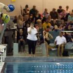 Ian Eldridge prepares to take off from a starting block during an invitational held by the Kachemak Swim Club on Friday and Saturday, April 6-7, 2018 at the Kate Kuhns Aquatic Center in Homer, Alaska. (Photo by Lisa Linegar)