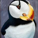 &ldquo;Purple Puff,&rdquo; one of Britni Siekaniec&rsquo;s paintings in her show, &ldquo;Salt,&rdquo; at Grace Ridge Brewery. The show opened April 6, 2018, in Homer, Alaska. (Photo by Michael Armstrong, Homer News)