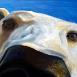 One of Britni Siekaniec&rsquo;s paintings in her show, &ldquo;Salt,&rdquo; at Grace Ridge Brewery. The show opened April 6, 2018, in Homer, Alaska. (Photo by Michael Armstrong, Homer News)